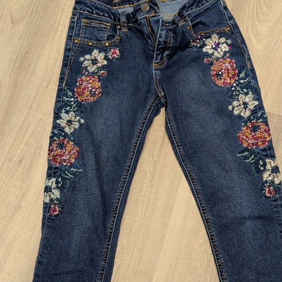 Miss Me Dark Blue Floral Embroidered Skinny Jeans - Picture 2 of 5